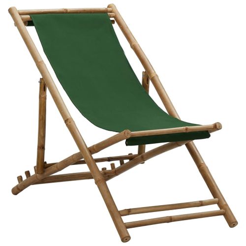 Vidaxl Chaise De Terrasse Bambou Et Toile Vert