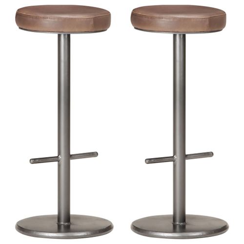 Vidaxl Tabourets De Bar Lot De 2 Marron Cuir Véritable