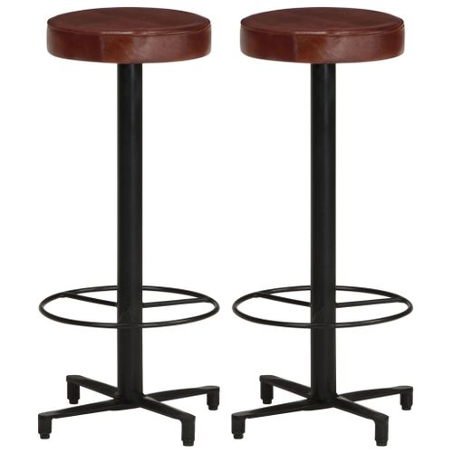 Vidaxl Tabourets De Bar Lot De 2 76 Cm Cuir Véritable
