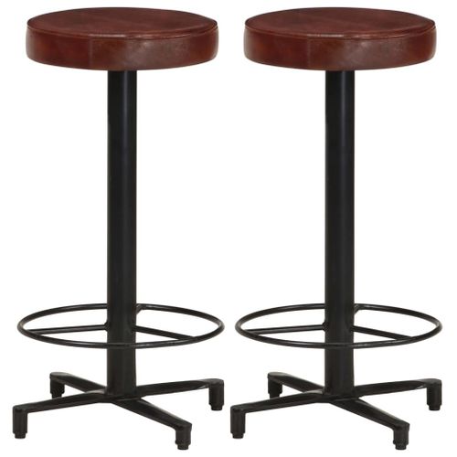 Vidaxl Tabourets De Bar Lot De 2 66 Cm Cuir Véritable