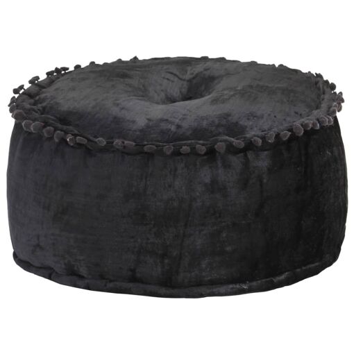 Pouf rond en velours anthracite 40 x 20 cm, rembourrage