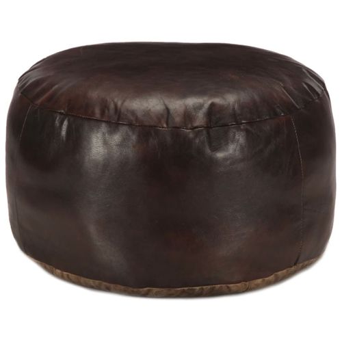 Vidaxl Pouf 60 X 30 Cm Marron Foncé Cuir Véritable De Chèvre