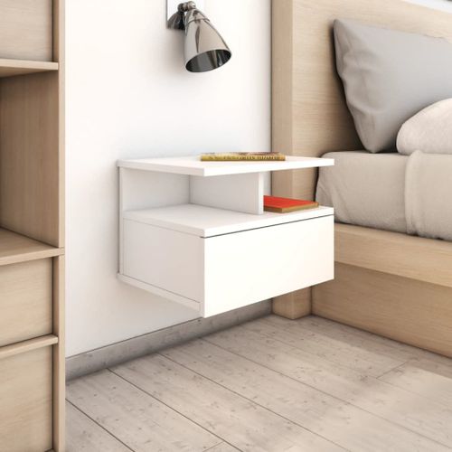 Vidaxl Table De Chevet Flottante Blanc 40x31x27 Cm Bois D'ingénierie