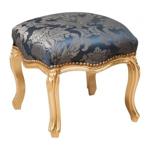 Banquette Repos-Pieds Louis Xvi De Style Français, En Hêtre Massif, Sculpté Et Fini À La Main Avec Patine En Feuille D'or L42xpr