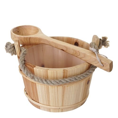 Seau Pour Sauna Avec Louche Hwc-B26, Accessoires Pour Sauna, Pin 3,5 L