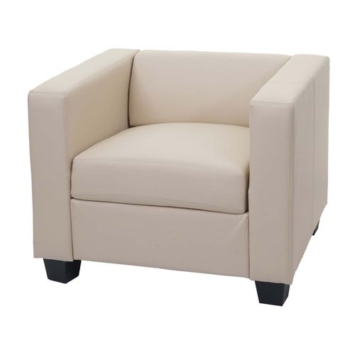 Fauteuil Club / Lounge Lille, 86x75x70cm   Simili-Cuir, Crème