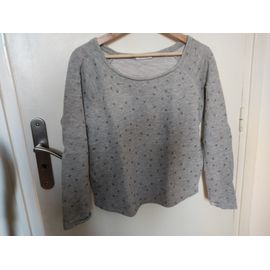 Haut/Pull Fin Gris À Pois Argentés Ample & Manches Longues S
