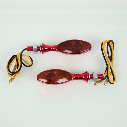 Mini Clignotant Vicma Led 12v Aluminium Chromé Rouge Oblong Pour Moto Neuf