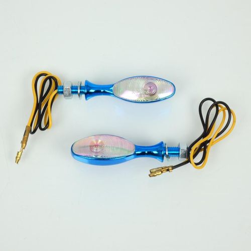 Mini Clignotant Led 12v Aluminium Oblong Chromé Bleu Vicma Pour Moto 6164 Neuf
