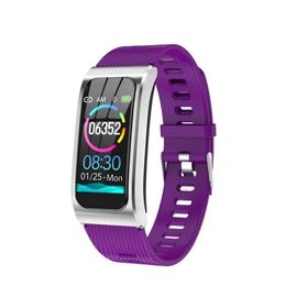Ak12 1,14 Pouce Écran Couleur Ips Montre Intelligente Ip68 Étanche, Bracelet De Montre En Silicone - Violet