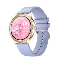 Montre Intelligente À Écran Couleur Ips Ak35 De 1,32 Pouces - Bracelet De Montre En Silicone Violet Doré