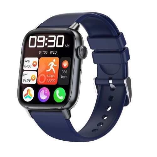 Montre De Sport Intelligente Qs08 Pro 1,83 Pouces Bt5.2 - Noir + Bleu