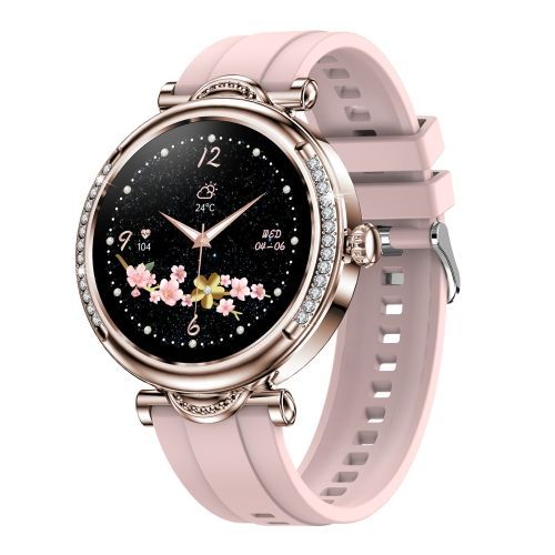 Montre Intelligente Pour Dame À Écran Cf32 De 1,27 Pouces, Bracelet En Silicone - Or