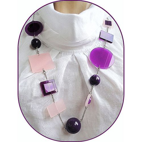 Collier Violet/Rose 82cm De Florence