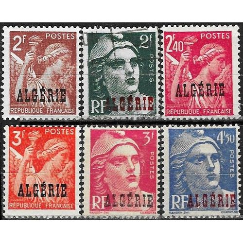 Algérie, Département Français 1945 / 47, Beaux Timbres Yvert 234 235 236 237 238 239, Types Iris Et Marianne De Gandon De Métropole Surchargés "Algérie", Neufs**/*/Oblitéré.
