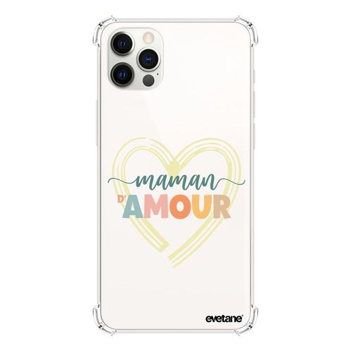 Coque Iphone 12/12 Pro Silicone Antichocs Solides Coins Renforcés Protection Housse Transparente Maman D'amour Evetane