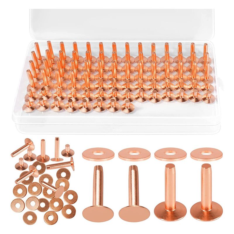 154 Pices De Rivets En Cuivre Pour Cuir, Rivets En Cuir Lis... - 5