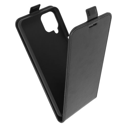 Étui Samsung Galaxy A12 Clapet Vertical Porte-Carte Effet Lisse Noir