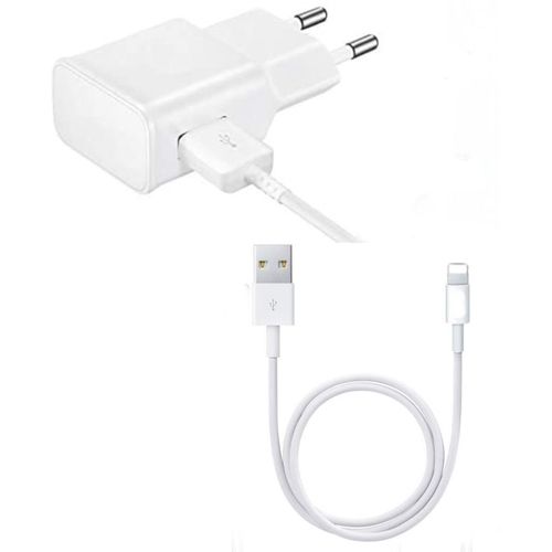 Chargeur Secteur 2a + Cable Usb Lightning Pour Iphone 5 / 5s / 6 / 6s / 6 Plus / 6s Plus / 7 / 7plus / 8 / 8plus / X / Xs / Xr Little Boutik® Couleur :