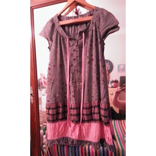 Robe Grise/Colorée Haut Boutonné 38 M Cop Copine.