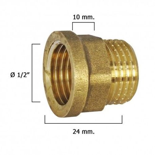 Rallonge hexagonale polie 1/2 x 10.