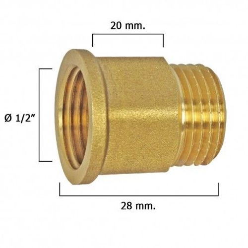 Rallonge hexagonale polie 1/2 x 20
