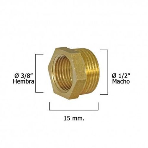 Réduction hexagonale polie 1/2" mâle x 3/8" femelle