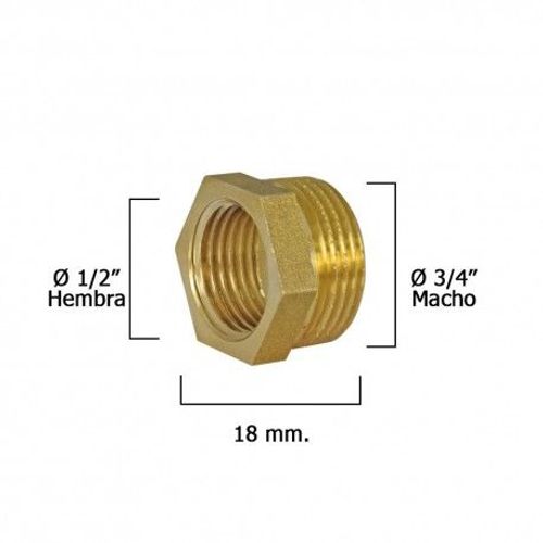 Réduction hexagonale polie 3/4" mâle x 1/2" femelle