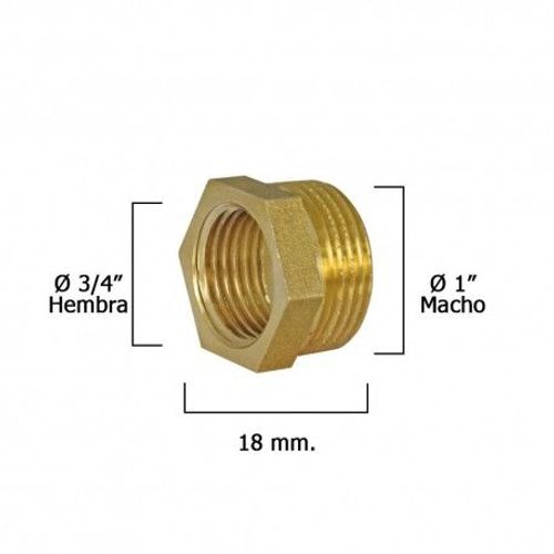 Réduction hexagonale polie 1" mâle x 3/4" femelle