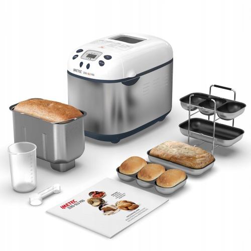 Imetec Zero-Glu PRO Machine à pain et à gâteaux, avec 20 programmes automatiques / 11 sans gluten, 7 accessoires, 3 formes différentes, pétrissage,