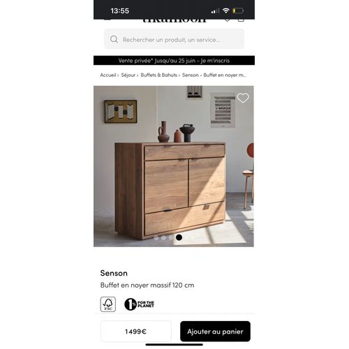 Buffet En Noyer Tikamoon  Neuf 