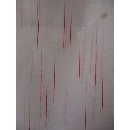 Coupon Voile Blanc Avec Lignes Verticales Rouges.0,70 X 0,90