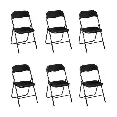 Lot De 6 Chaises Pliantes En Pvc - Basic - Noir - H 79 Cm