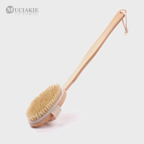 Muciakie ¿ Brosse De Bain En Bois, Brosse De Bain À Long Manche, Atteindre Le Dos, Corps De Douche, Soies De Spa Salle De Bains 42x7.5cm 