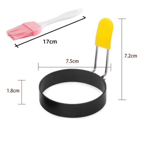Anneaux De Cuisson D'?Ufs Avec Brosse À Huile, Moule À Crêpes En Acier Inoxydable Pour La Friture Des ?Ufs, Petit Déjeuner, Mini Crêpière, 1 Pièce