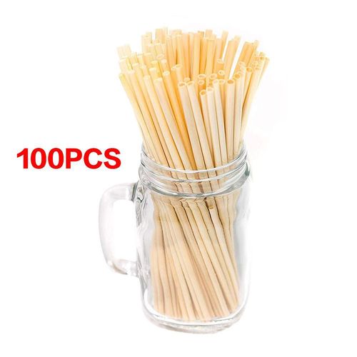 Pailles Réutilisables En Bois Naturel, 100 Pièces De 20cm, Pour Boire Du Blé Naturel, Écologique, Pour Fête