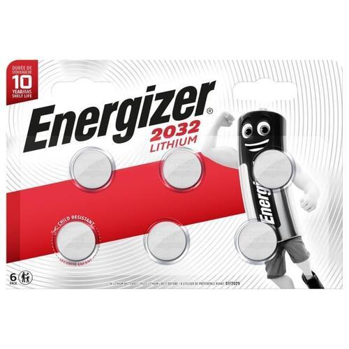 Piles bouton Energizer Lithium 2032. pack de 6