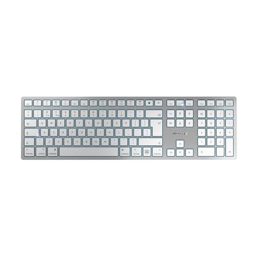 CHERRY KW 9100 SLIM - Clavier - sans fil - 2.4 GHz, Bluetooth 4.0 - QWERTY - R.-U. - commutateur : CHERRY SX - blanc, argent