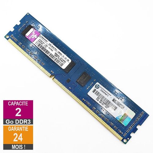 Barrette Mémoire 2Go RAM DDR3 Kingston HP497157-D01-ELFWG DIMM PC3-10600U 2Rx8