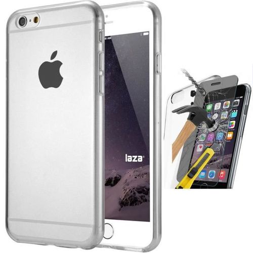 Coque Silicone Gel Vitre Verre Trempé Iphone 6 - 6s Transparent