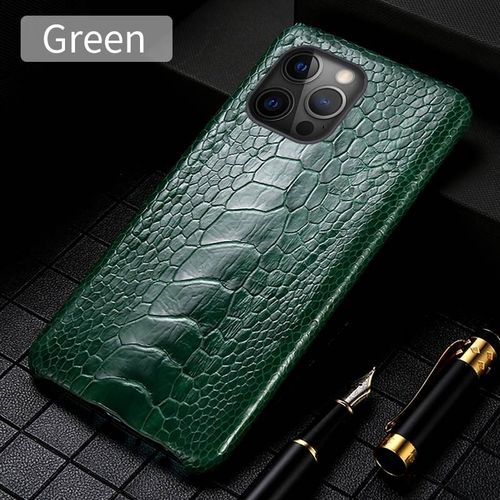 Coque Pour Iphone Autruche Veritable, Couleur: Pied Vert, Smartphone: Iphone 12