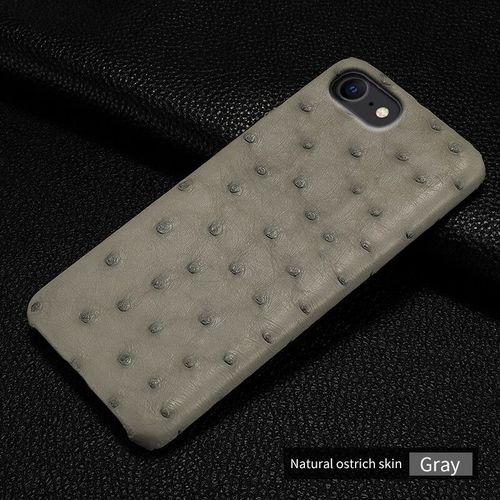 Coque Pour Iphone Autruche Veritable, Couleur: Gris, Smartphone: Iphone 12 Pro