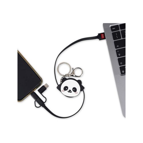 LEGAMI Charge 'N Roll Panda - Câble de chargement / de données - USB mâle pour Micro-USB de type B, Lightning, 24 pin USB-C mâle - 1 m - 3 en 1, rétractable