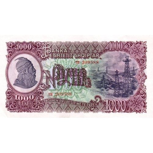 Albanie 1957 Billet Neuf Unc De 1000 Leke Pick 32
