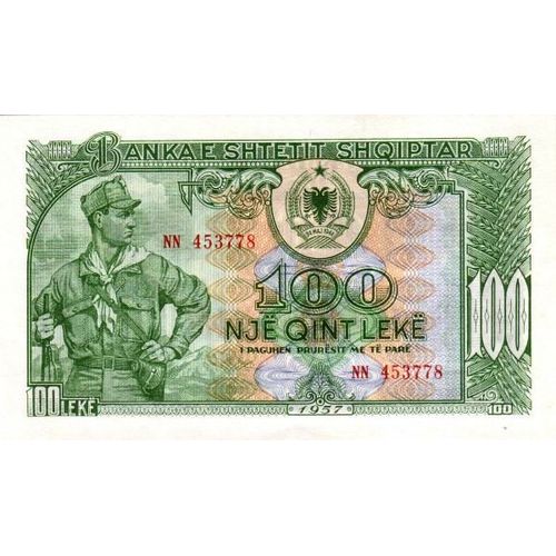 Albanie 1957 Billet Neuf Unc De 100 Leke Pick 30