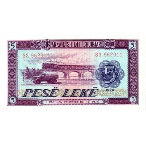 Albanie 1976 Billet Neuf Unc De 5 Leke Pick 42