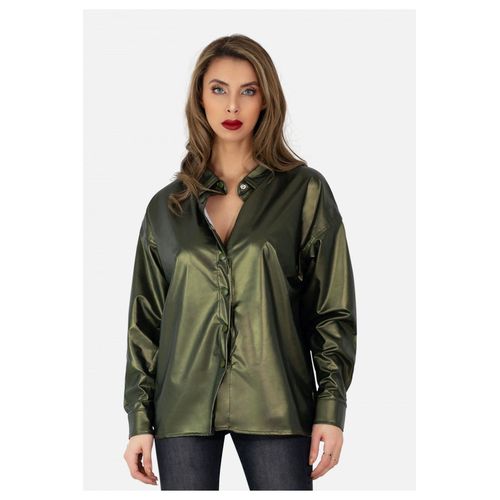 Chemise En Simili, Manches Longues Vert Femme