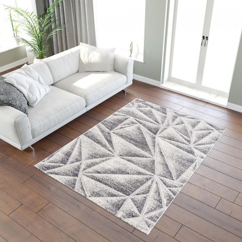 Tapis Salon 200x280 Tissé Gris Rectangle Motif Géométrique Ori