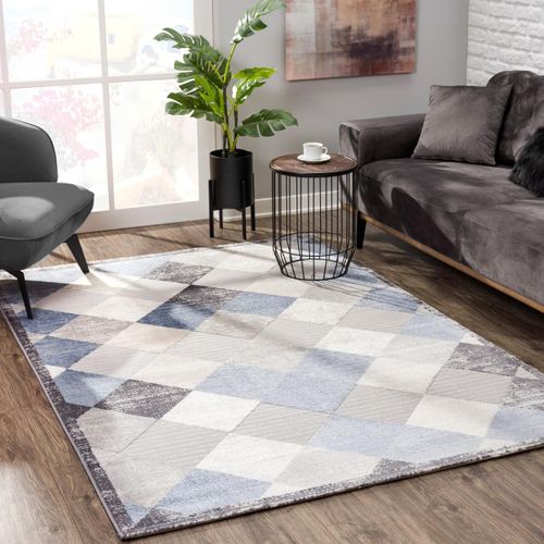 Tapis Chambre 120x160 Tissé Gris Clair Et Gris Foncé Rectangle Motif Géométrique