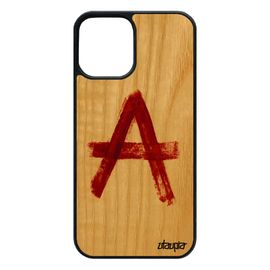 Coque En Bois Anarchie Pour Iphone 12 / 12 Pro Silicone Peinture Rouge Mur Metal Punk Realiste Tague 4g Bumper Urbain Graff De